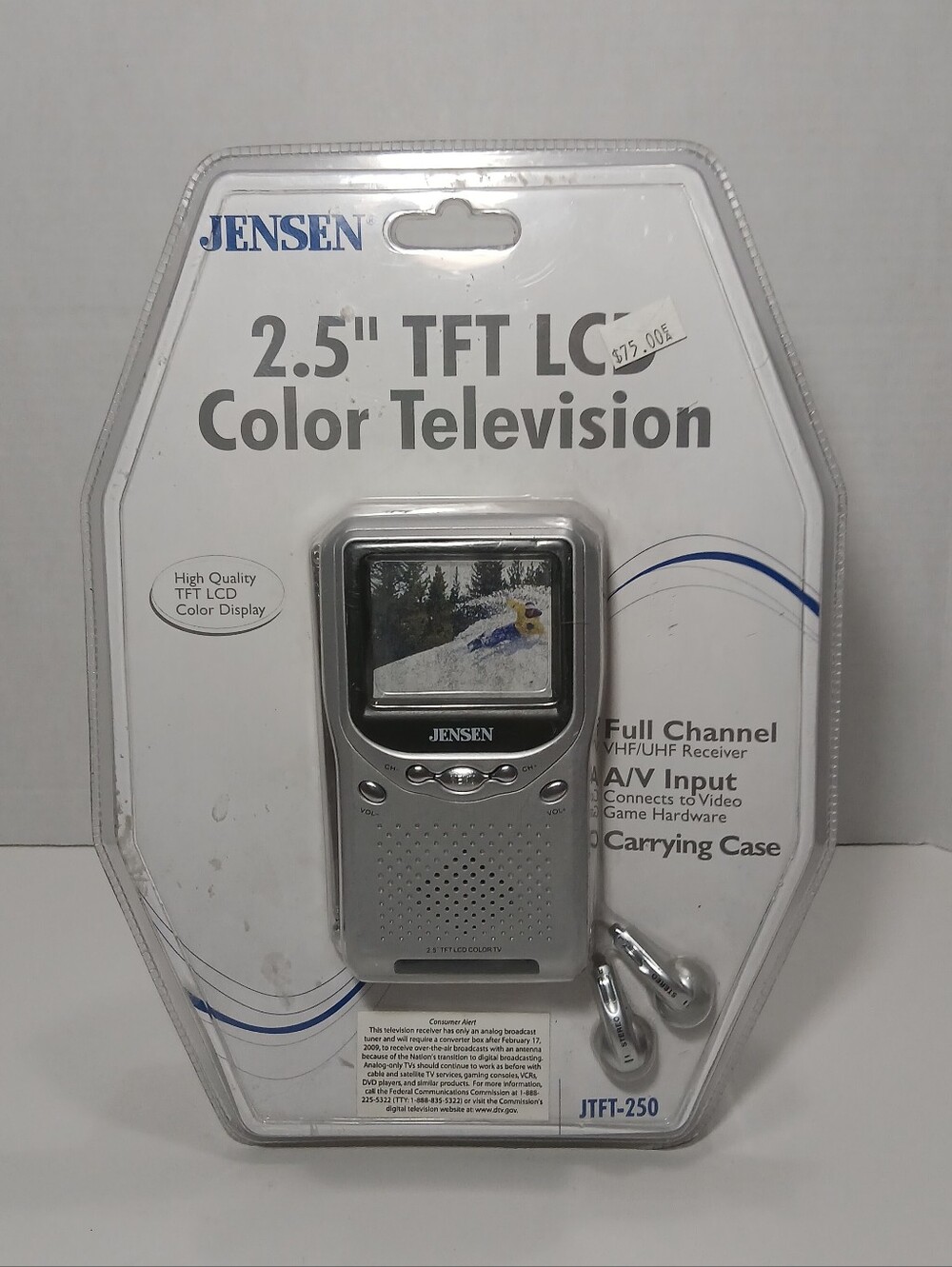 Jensen JTFT-250 2.5" LCD Color TV Silver Portable Handheld Television SEALED New